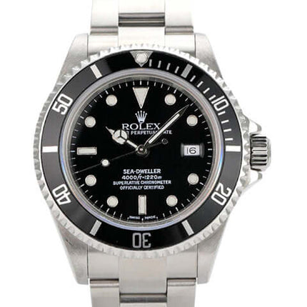 Rolex Sea-Dweller 16600 aus Edelstahl mit schwarzem Zifferblatt und drehbarer Lünette