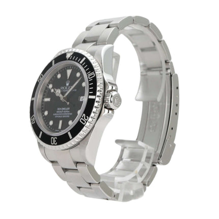 Rolex Sea-Dweller 16600 aus Edelstahl mit schwarzem Zifferblatt und drehbarer Lünette. Robuste Taucheruhr für Herren.