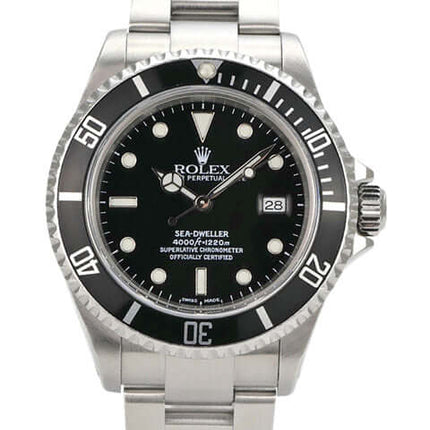 Rolex Sea-Dweller 16600 aus 2003, Edelstahl, schwarzes Zifferblatt, drehbare Lünette, Oyster-Armband