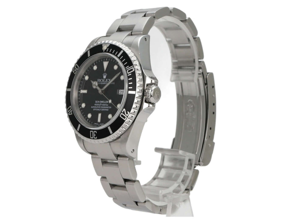 Rolex Sea-Dweller 16600 mit schwarzem Zifferblatt, Edelstahlarmband und drehbarer Lünette, 40 mm