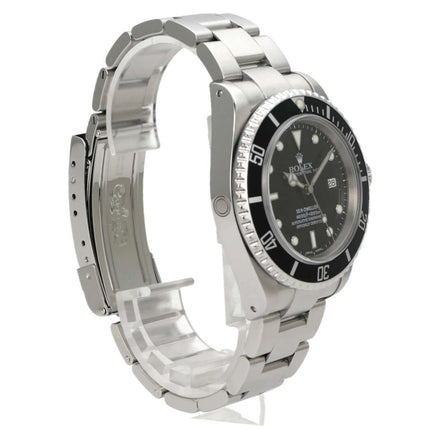 Rolex Sea-Dweller 16600 Uhr aus Edelstahl mit schwarzem Zifferblatt, drehbarer Lünette und Oyster-Armband