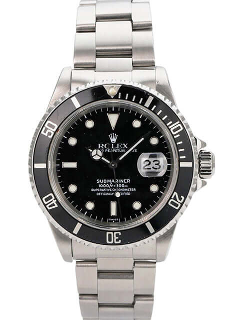 Rolex Submariner Date 16610 Edelstahl mit schwarzem Zifferblatt, Oyster-Armband und drehbarer Lünette