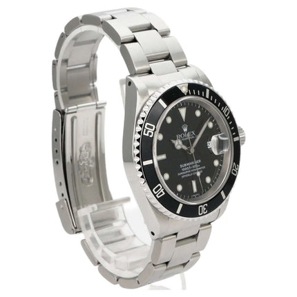 Rolex Submariner Date 16610 aus Edelstahl mit schwarzem Zifferblatt und drehbarer Lünette, Luxus-Herrenuhr