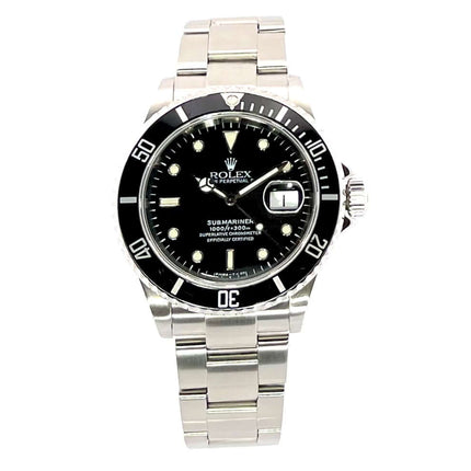 Rolex Submariner Date 16610 Edelstahl 40mm schwarzes Zifferblatt, Automatik, Edelstahl-Armband, drehbare Lünette, Leuchtindizes.