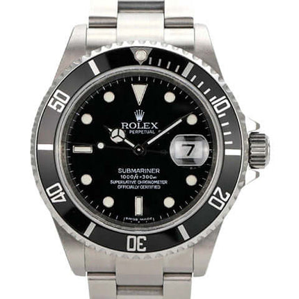 Rolex Submariner Date 16610 mit schwarzem Zifferblatt und Edelstahlarmband, 40 mm Gehäusedurchmesser