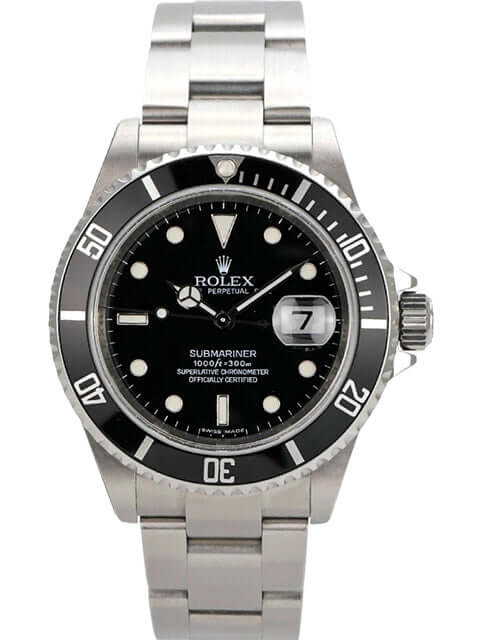Rolex Submariner Date 16610 mit schwarzem Zifferblatt und Edelstahlarmband, 40 mm Gehäusedurchmesser