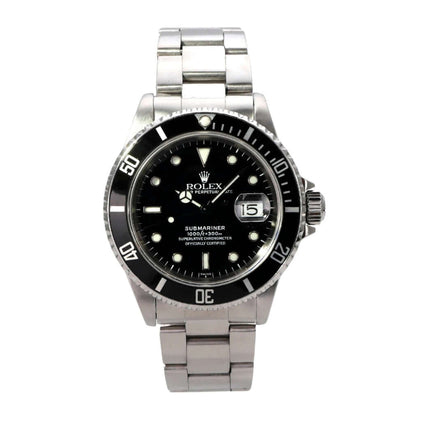 Rolex Submariner Date 16610 Uhr mit schwarzem Zifferblatt und Edelstahlarmband