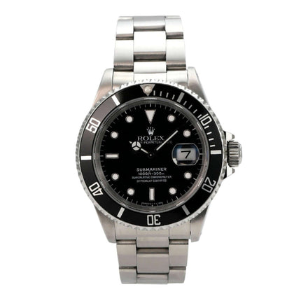 Rolex Submariner Date 16610 mit schwarzem Zifferblatt, Edelstahlgehäuse, Oyster-Armband und Datumsanzeige