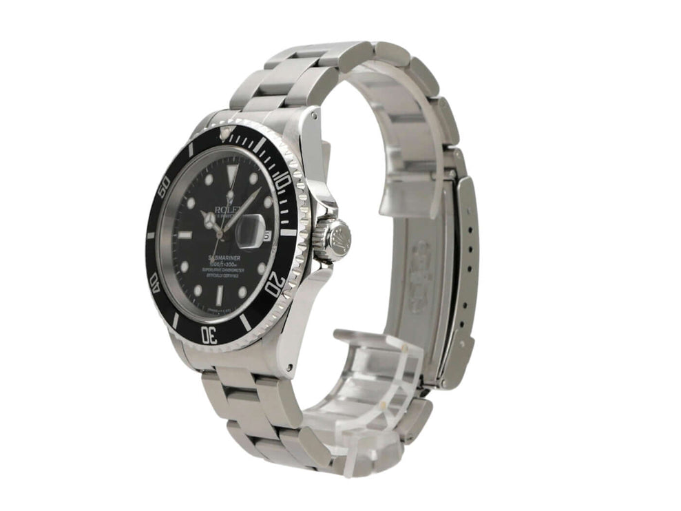 Rolex Submariner Date 16610, Edelstahlgehäuse, schwarzes Zifferblatt, drehbare Lünette, Automatikwerk