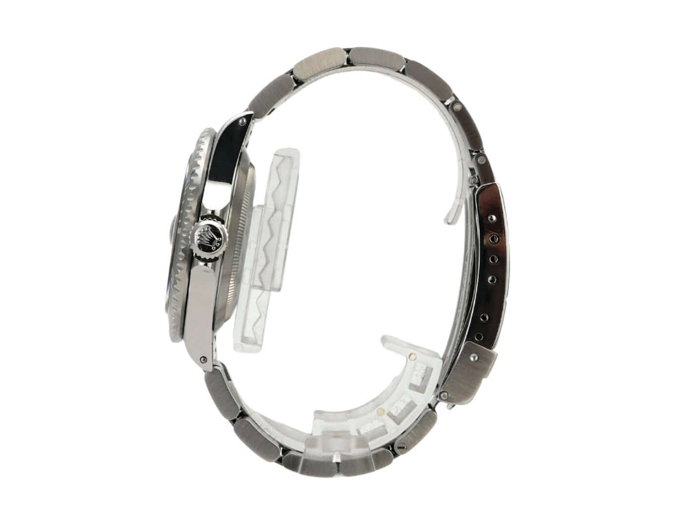 Rolex Submariner Date 16610, Edelstahlgehäuse, drehbare Lünette, Oyster Armband, seitliche Ansicht der Uhr