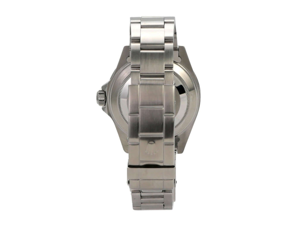 Rolex Submariner Date 16610 Edelstahlarmband und Gehäuse, seitliche Ansicht der Uhr.