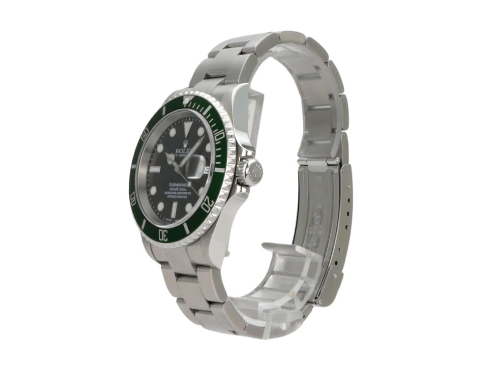 Rolex Submariner Date 16610LV mit grünem Zifferblatt, Edelstahlgehäuse und Oyster Armband