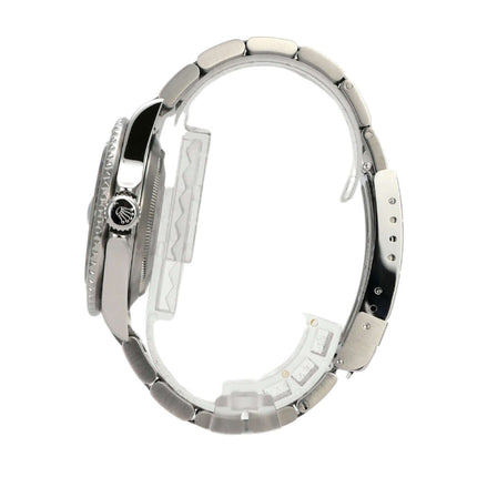 Rolex Submariner Date 16610LV seitlicher Blick auf das Gehäuse und Armband aus Edelstahl, poliert und satiniert.