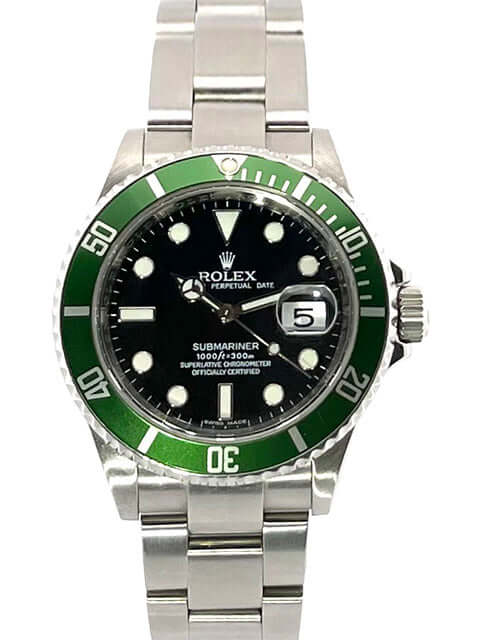 Rolex Submariner Date LV Ref. 16610LV aus Edelstahl mit grüner Lünette und schwarzem Zifferblatt, automatische Armbanduhr 2010