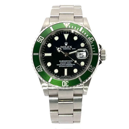 Rolex Submariner Date LV 16610LV Edelstahl Gehäuse, grüne Lünette, schwarzes Zifferblatt, 2010 Modell, Automatikwerk, Oyster Edelstahlband