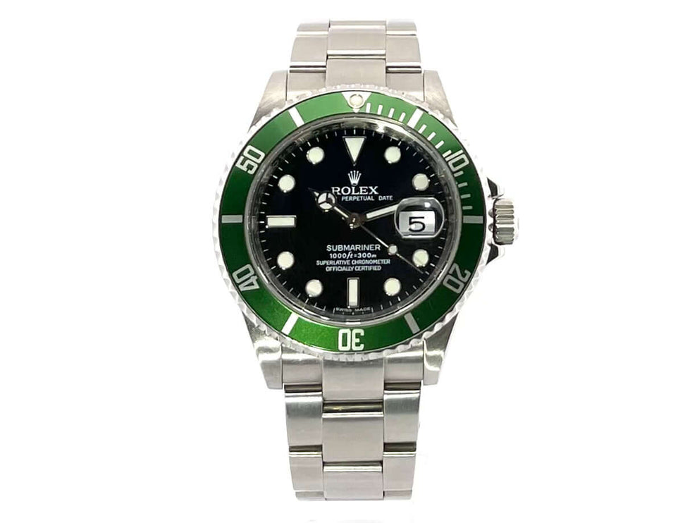 Rolex Submariner Date LV 16610LV Edelstahl Gehäuse, grüne Lünette, schwarzes Zifferblatt, 2010 Modell, Automatikwerk, Oyster Edelstahlband