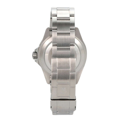 Rolex Submariner Date LV 16610LV, Edelstahlgehäuse, poliertes Oyster-Armband, Rückansicht der Uhr