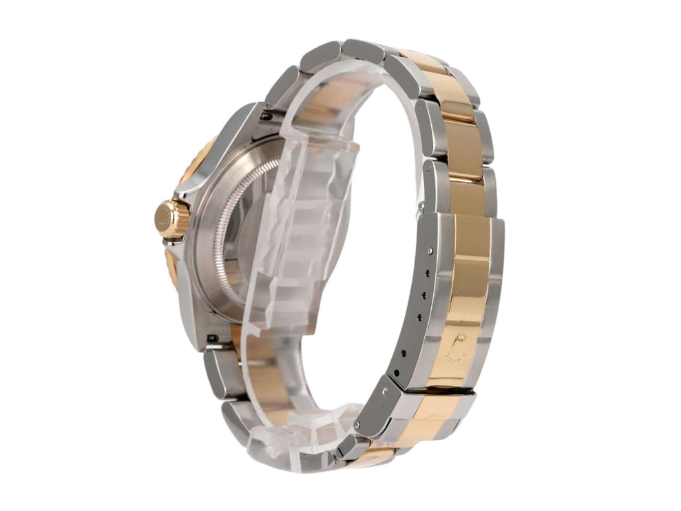 Rolex Submariner Date 16613 Edelstahl Gold Blau, seitliche Ansicht des Armbands aus Edelstahl und 18 Karat Gelbgold.