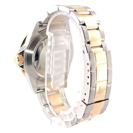 Rückansicht der Rolex Submariner Date 16613 Edelstahl/Gold Blau, zeigt das polierte und satinierte Edelstahl-Gold-Oyster-Armband