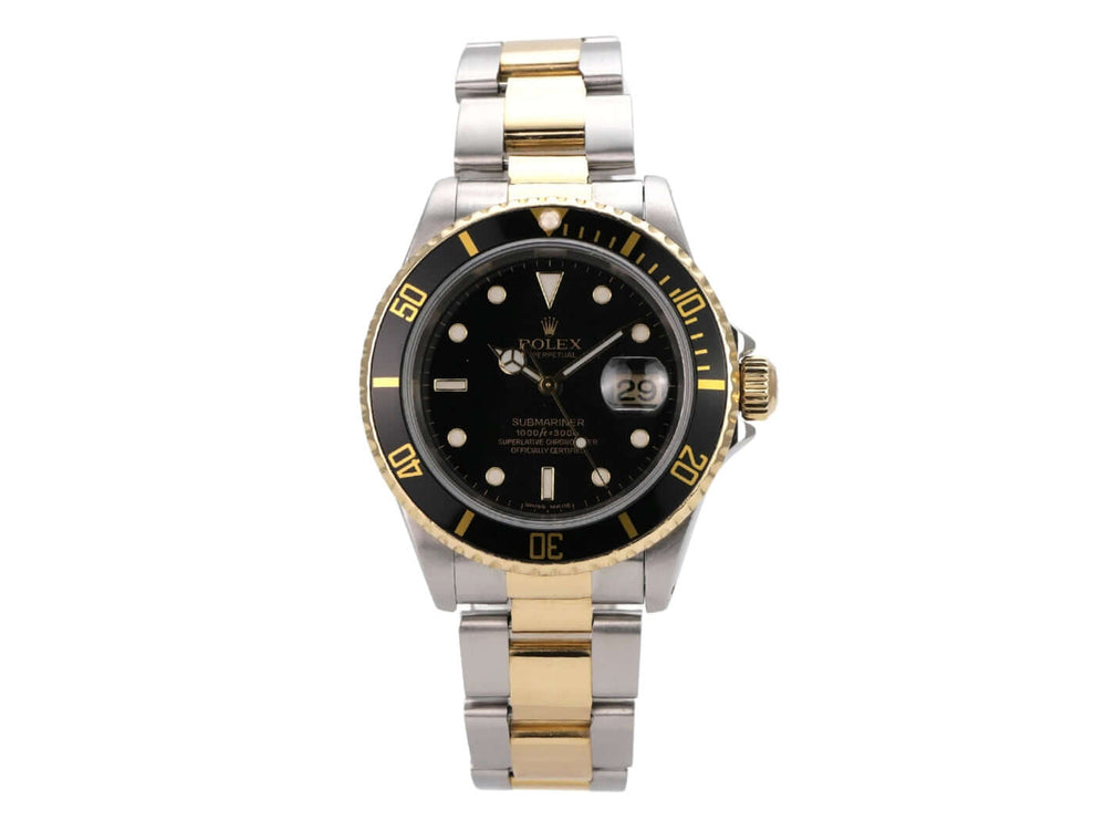 Rolex Submariner Date 16613 Edelstahl Gelbgold Schwarz, schwarze Lünette, Oyster-Armband, 40 mm