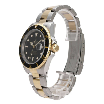 Rolex Submariner Date 16613 Edelstahl Gelbgold Schwarz, Luxus Armbanduhr mit schwarzem Zifferblatt