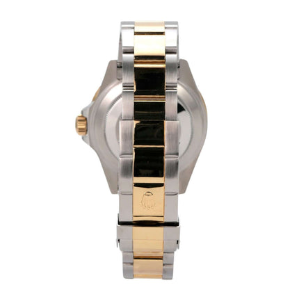 Rolex Submariner Date 16613 Edelstahl Gelbgold Schwarz Ansicht von der Seite mit Edelstahl- und Gelbgold-Armband.