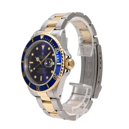 Rolex Submariner Date 16613 Edelstahl Gold Blau, 1991, Edelstahl und 18 Karat Gelbgold mit blauer Lünette.