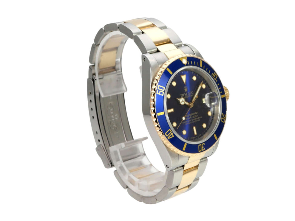 Rolex Submariner Date 16613 Edelstahl Gold Blau mit blauem Zifferblatt und goldener Lünette, 1991 Modell