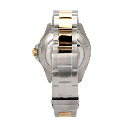 Rolex Submariner Date 16613 Edelstahl Gold Blau Rückansicht des Armbands aus Edelstahl und 18 Karat Gelbgold.