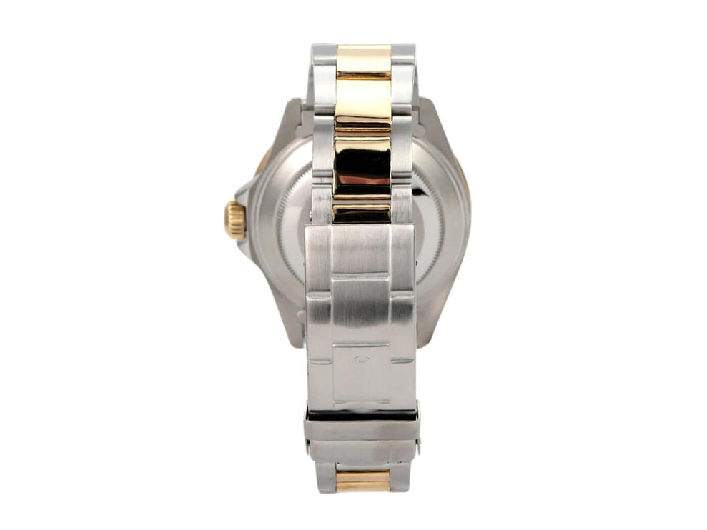 Rolex Submariner Date 16613 Edelstahl Gold Blau Rückansicht des Armbands aus Edelstahl und 18 Karat Gelbgold.