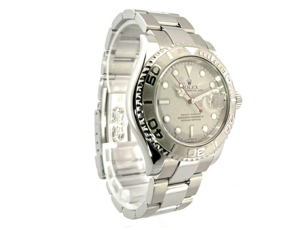 Rolex Yacht-Master 40 Edelstahl Platin Ref. 16622 von 2001, poliertes und satiniertes Edelstahlgehäuse, Platin Zifferblatt und Lünette