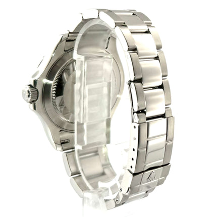 Rückseite der Rolex Yacht-Master 40 Edelstahl Platin 16622 aus 2001 mit Oyster Edelstahlarmband und Faltschließe