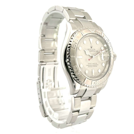 Rolex Yacht-Master 40 Edelstahl Platin 16622 aus 2005, poliertes und satiniertes Gehäuse und Armband, platin Zifferblatt und Lünette, Automatikwerk.