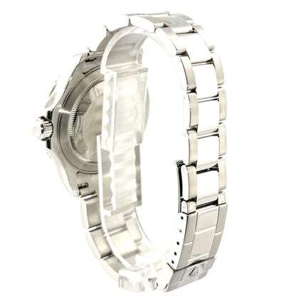 Rolex Yacht-Master 40 Edelstahl Platin 16622, Gehäuserückseite und poliertes Oyster Edelstahl Armband mit Faltschließe