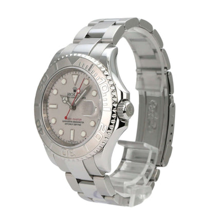 Rolex Yacht-Master 40 Edelstahl Platin 16622 mit poliertem Edelstahlarmband und Platin-Lünette.