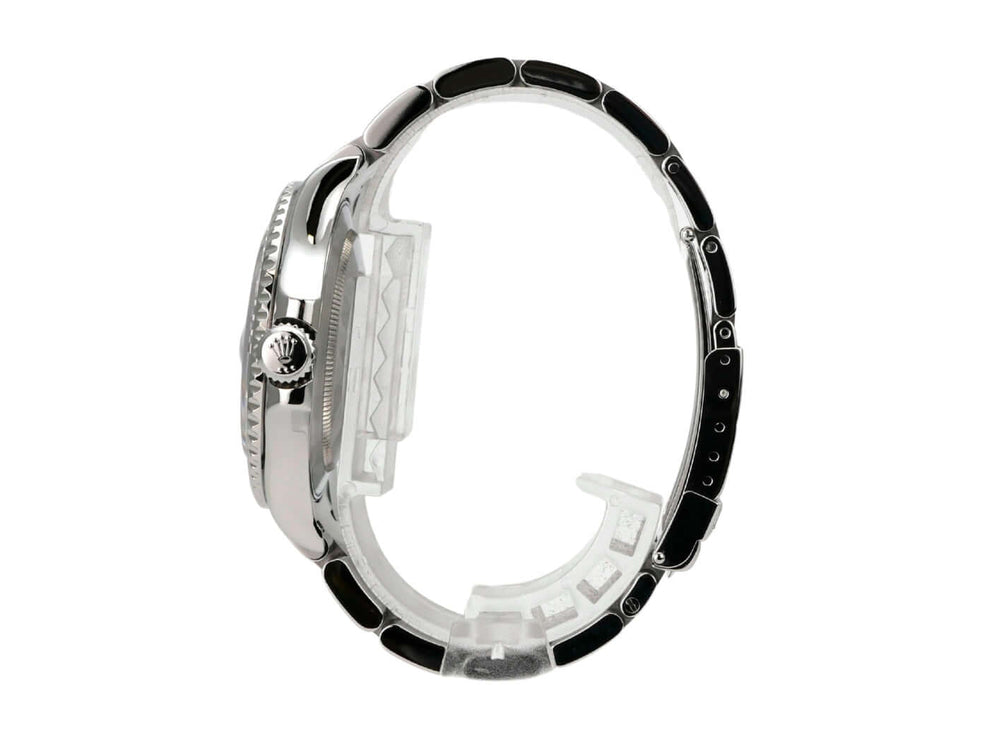 Rolex Yacht-Master 40 Edelstahl Platin 16622 seitliche Ansicht mit Oyster Armband und Platin Lünette