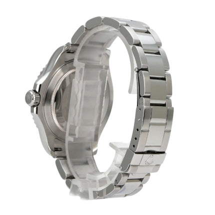 Rolex Yacht-Master 40 Edelstahl Platin 16622 Side View mit poliertem Edelstahlarmband und Gehäuse.