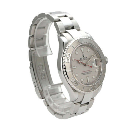 Rolex Yacht-Master 40 Edelstahl Platin 16622, poliertes Gehäuse, 40 mm, beidseitig drehbare Lünette, hochwertiges Automatikuhrwerk.