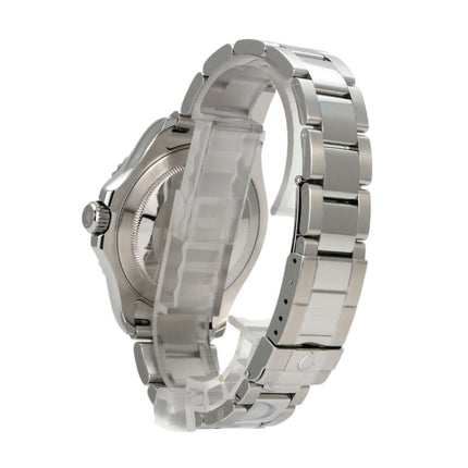 Rolex Yacht-Master 40 Edelstahl Platin 16622, seitliche Ansicht mit Oyster Armband und poliertem Gehäuse.