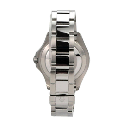 Rolex Yacht-Master 40 Edelstahl Platin 16622, Detailansicht des Armbands und Gehäuses.