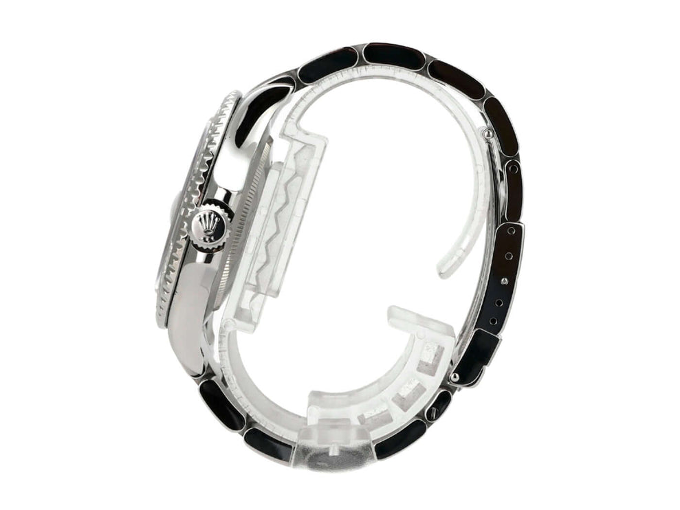 Rolex Yacht-Master 40 Edelstahl Platin 16622, seitliche Ansicht des Armbands und Gehäuses.