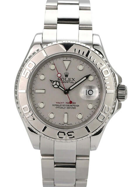 Rolex Yacht-Master 40 Edelstahl Platin 16622, Oyster-Armband, Platinlünette, silbernes Zifferblatt, Automatikuhr