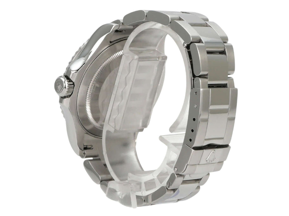 Rolex Yacht-Master 40 Edelstahl Platin 16622 mit Oyster-Armband und Platinlünette, Ansicht der Gehäuse- und Bandseite