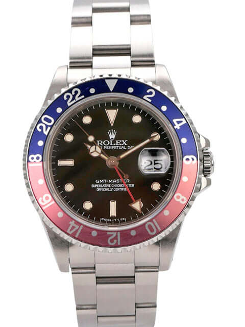 Rolex GMT-Master 16700 aus Edelstahl mit blau-roter Lünette und schwarzem Zifferblatt.
