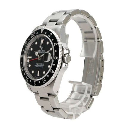 Rolex GMT-Master Ref. 16710 Edelstahl Schwarz mit schwarzem Zifferblatt und Stahlarmband