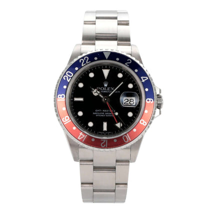 Rolex GMT-Master II Ref. 16710 Pepsi, Edelstahl, 40 mm, schwarze Zifferblatt, drehbare Lünette, Automatikwerk