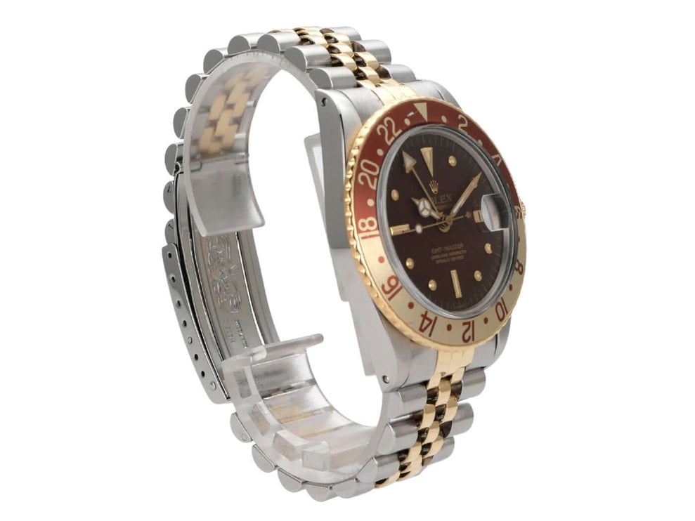 Rolex GMT-Master Ref. 1675/3 Nipple Dial mit braunem Zifferblatt und zweifarbiger Lünette.
