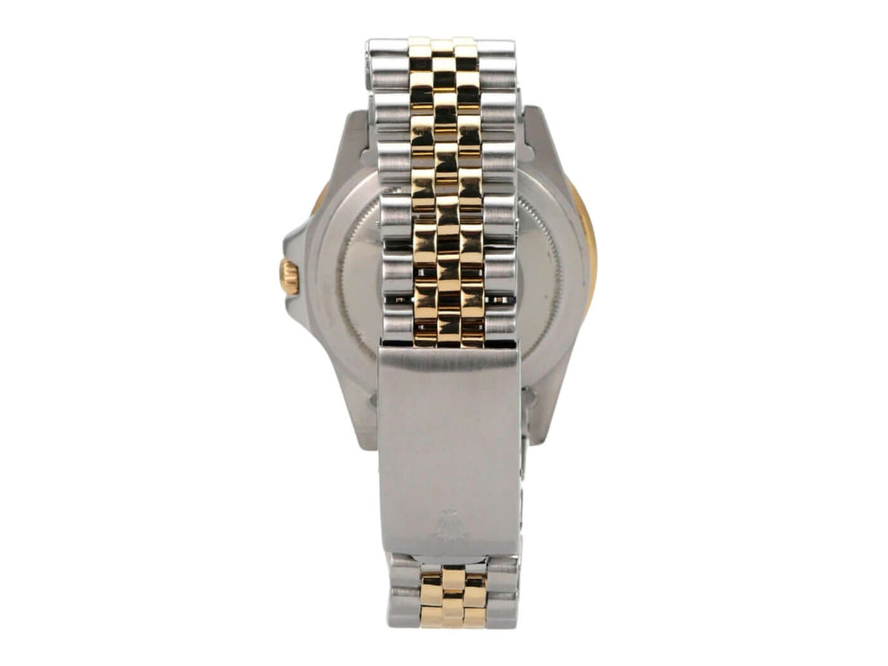 Rolex GMT-Master Ref. 1675/3 Nipple Dial Ansicht der Gehäuse- und Armbanddetails in Edelstahl und Gelbgold.