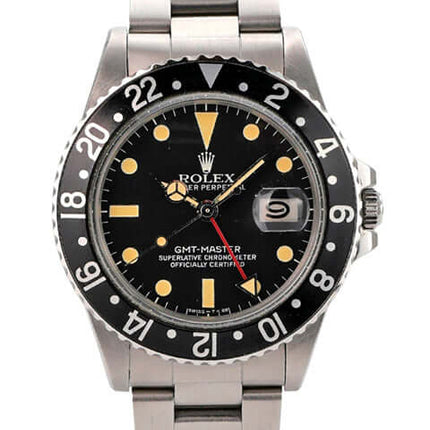 Rolex GMT-Master Ref. 16750 ungetragen aus 1982, Edelstahl, schwarzes Zifferblatt, Oyster-Band, Automatikwerk