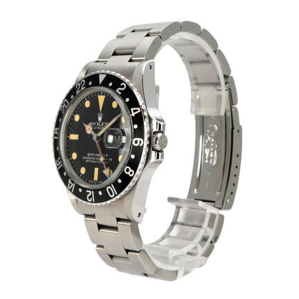 Rolex GMT-Master Ref. 16750 ungetragen, Edelstahl, schwarzes Zifferblatt, GMT-Uhr mit Oysterband